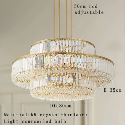 Luxury gold and amber crystal round pendant lights living room