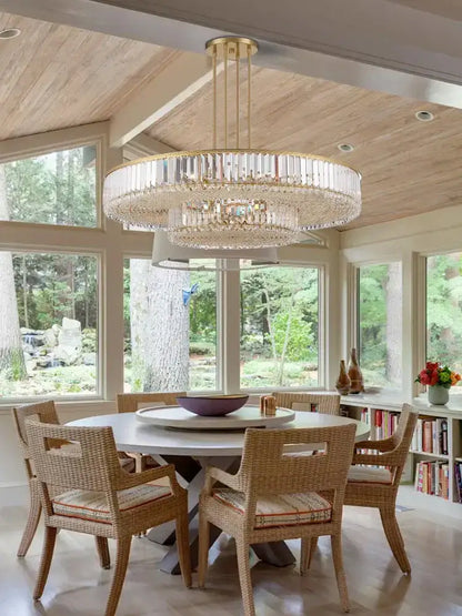 Luxury gold and amber crystal round pendant lights living room