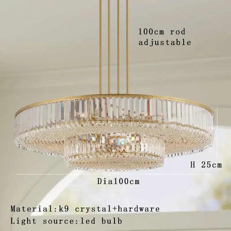 Luxury gold and amber crystal round pendant lights living room