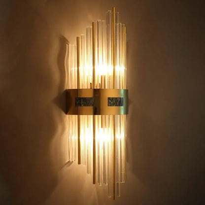 Luxury gold and blue crystal led wall lamp for dining room
