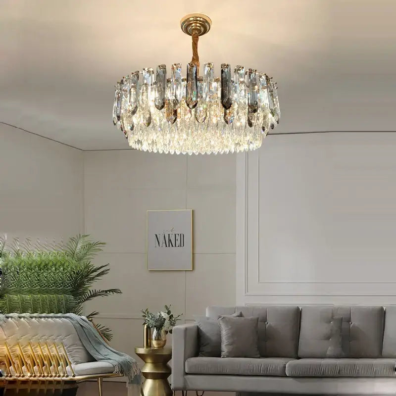 Luxury gold and bronze crystal modern pendant light for dining room