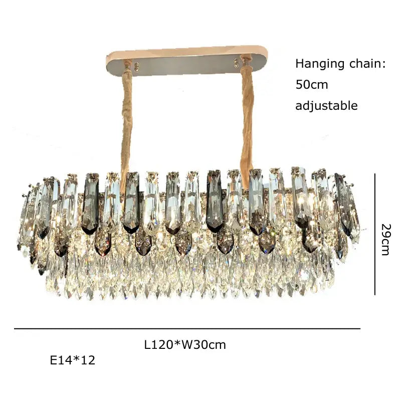 Luxury gold and bronze crystal modern pendant light for dining room