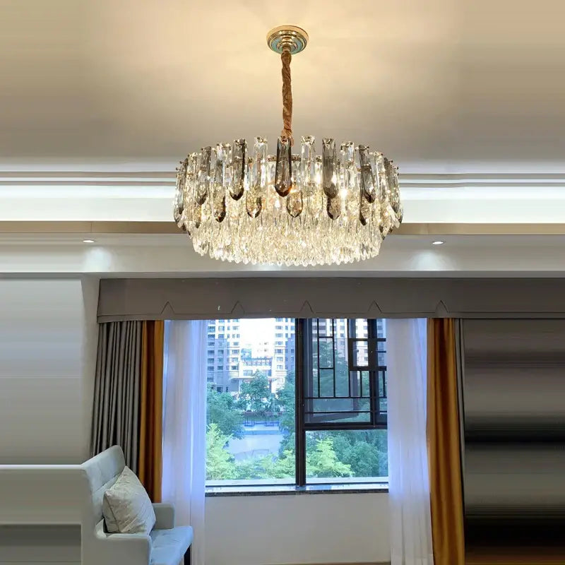 Luxury gold and bronze crystal modern pendant light for dining room