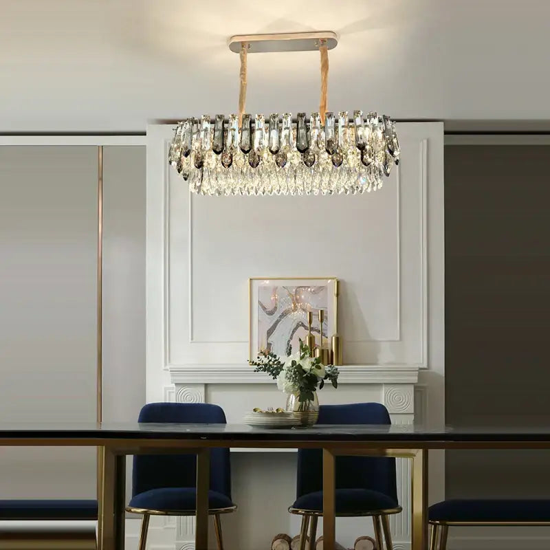 Luxury gold and bronze crystal modern pendant light for dining room
