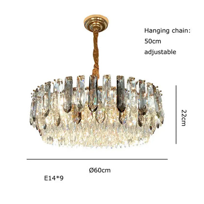 Luxury gold and bronze crystal modern pendant light for dining room