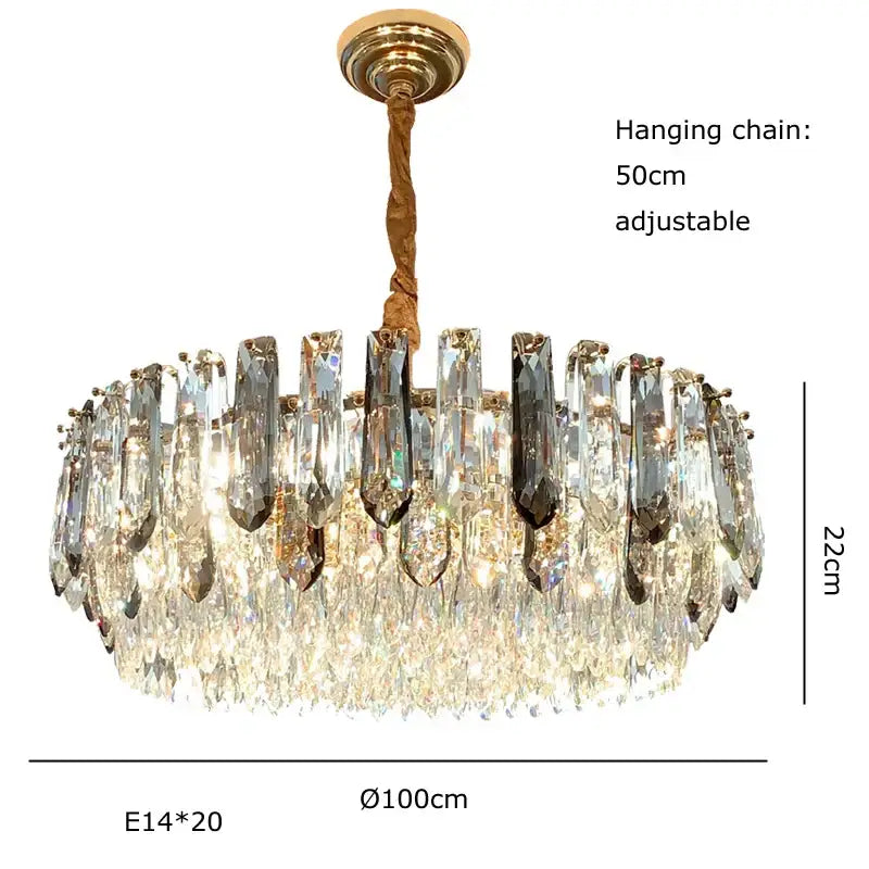 Luxury gold and bronze crystal modern pendant light for dining room