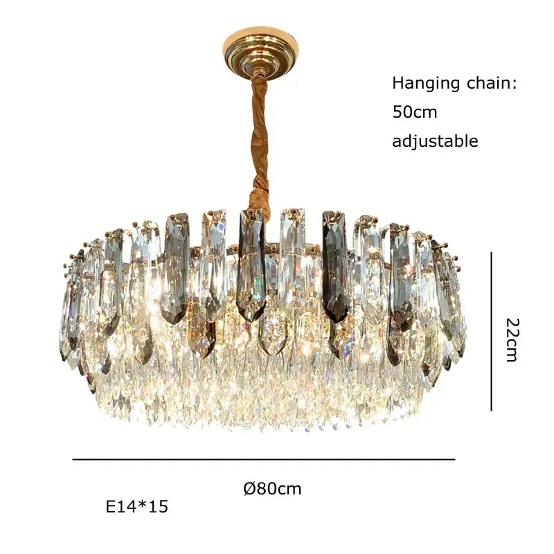 Luxury gold and bronze crystal modern pendant light for dining room