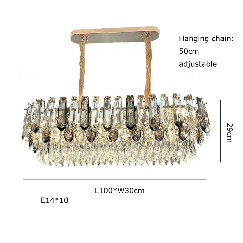 Luxury gold and bronze crystal modern pendant light for dining room
