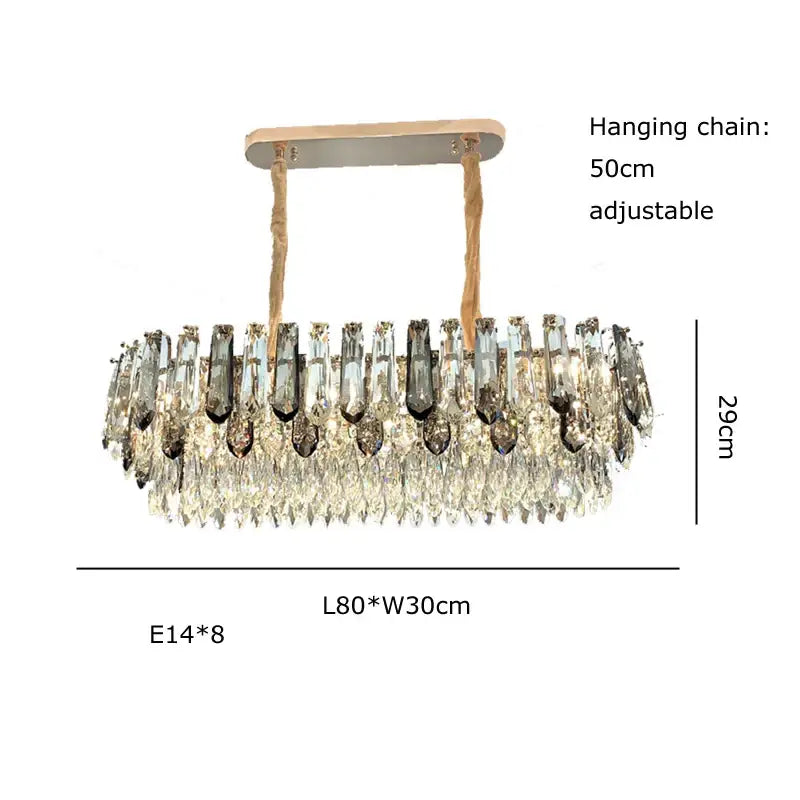 Luxury gold and bronze crystal modern pendant light for dining room