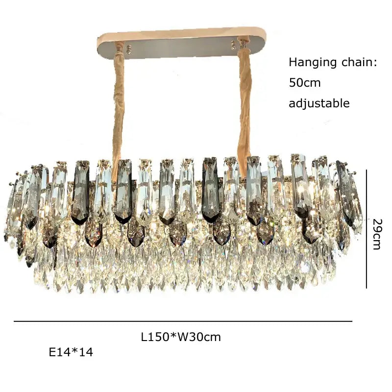 Luxury gold and bronze crystal modern pendant light for dining room