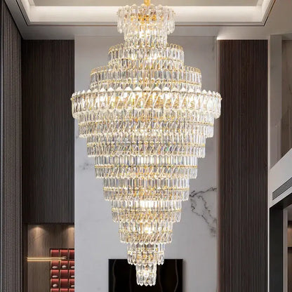 Luxury gold and clear crystal chandelier for living room staircase