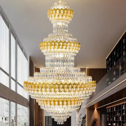 Luxury gold and clear crystal chandelier living room light