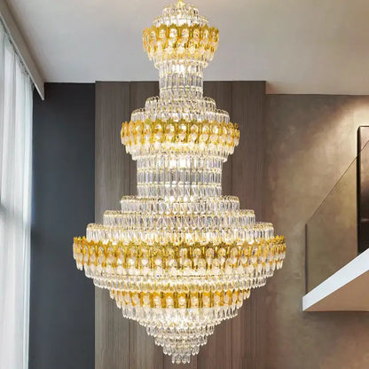 Luxury gold and clear crystal chandelier living room light