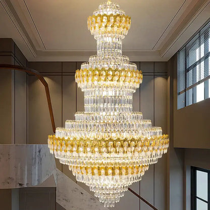 Luxury gold and clear crystal chandelier living room light