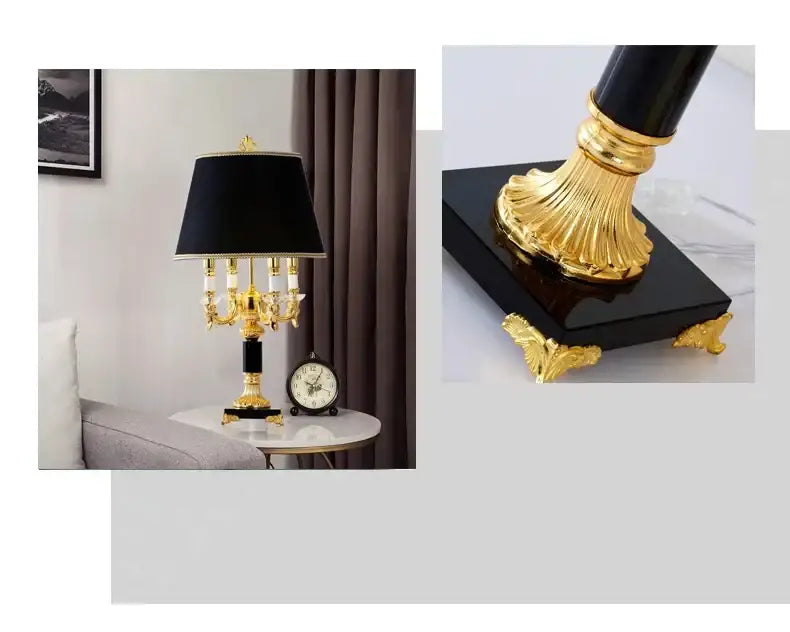 Luxury gold & black crystal table lamp bedroom decor