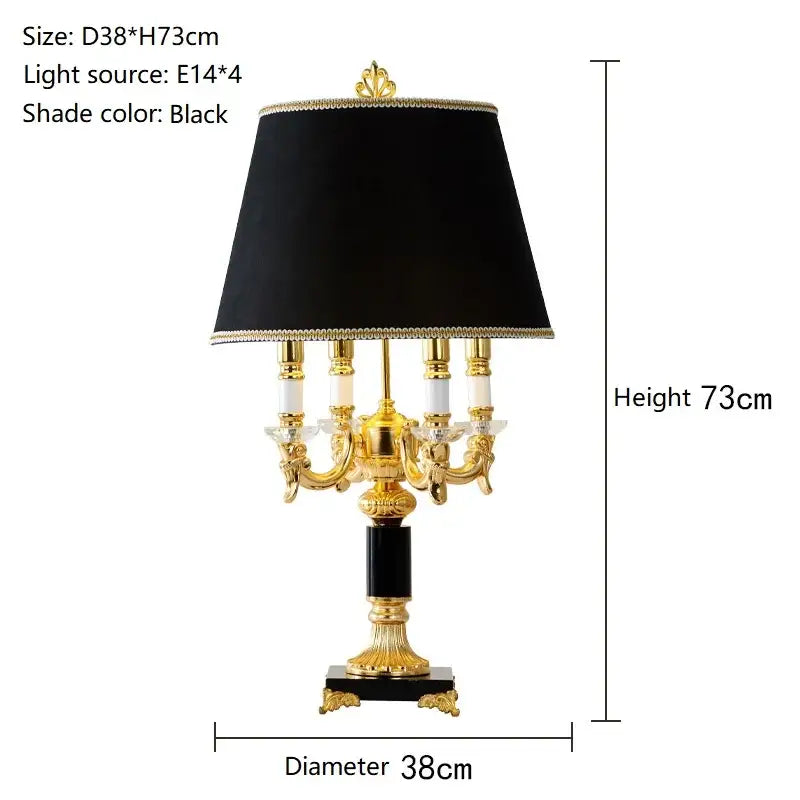 Luxury gold & black crystal table lamp bedroom decor
