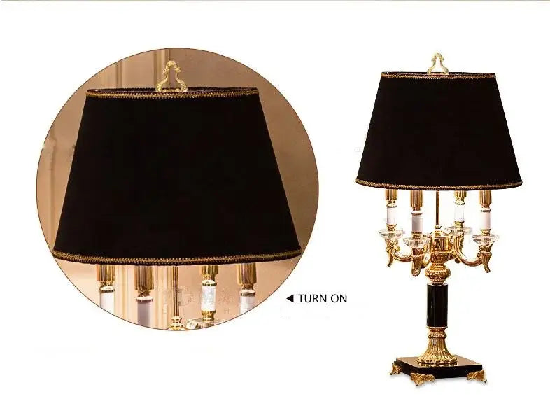 Luxury gold & black crystal table lamp bedroom decor