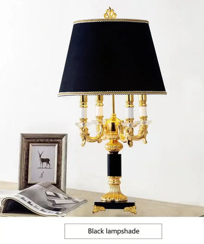Luxury gold & black crystal table lamp bedroom decor