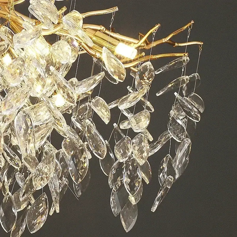 Luxury gold branch crystal pendant chandelier dining room light
