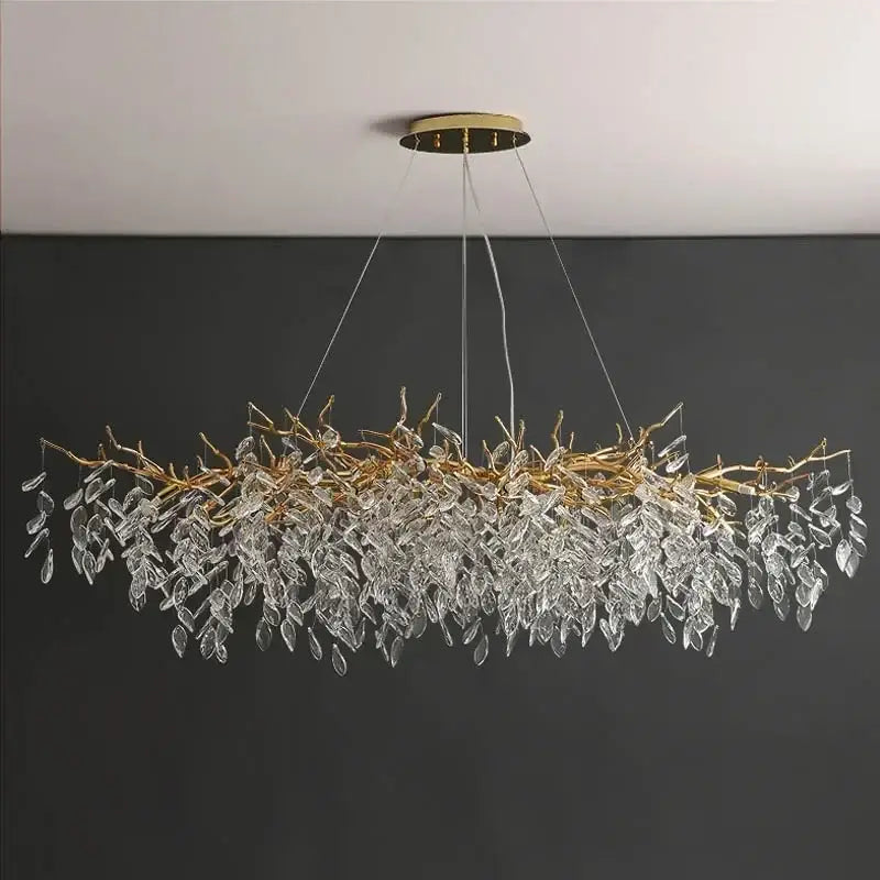 Luxury gold branch crystal pendant chandelier dining room light