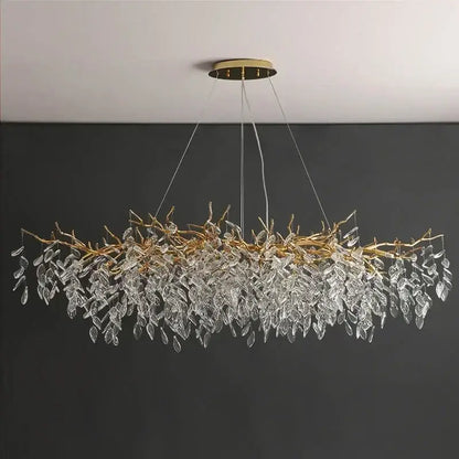 Luxury gold branch crystal pendant chandelier dining room light