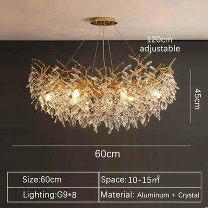 Luxury gold branch crystal pendant chandelier dining room light