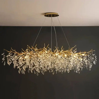 Luxury gold branch crystal pendant chandelier dining room light