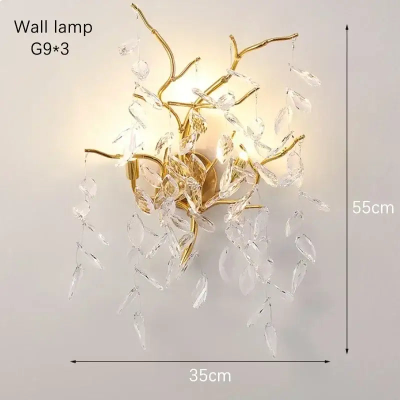 Luxury gold branch crystal pendant chandelier dining room light