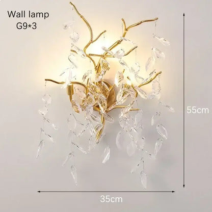 Luxury gold branch crystal pendant chandelier dining room light