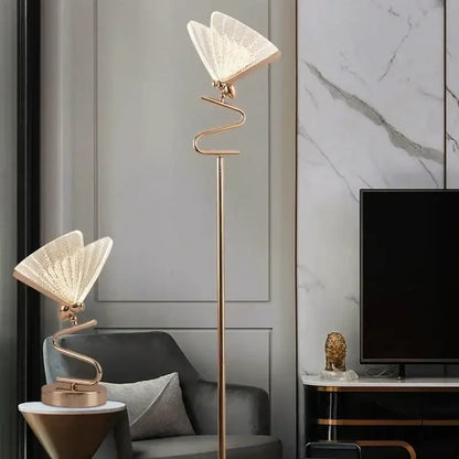 Luxury gold butterfly floor lamp living room led lighting fixture