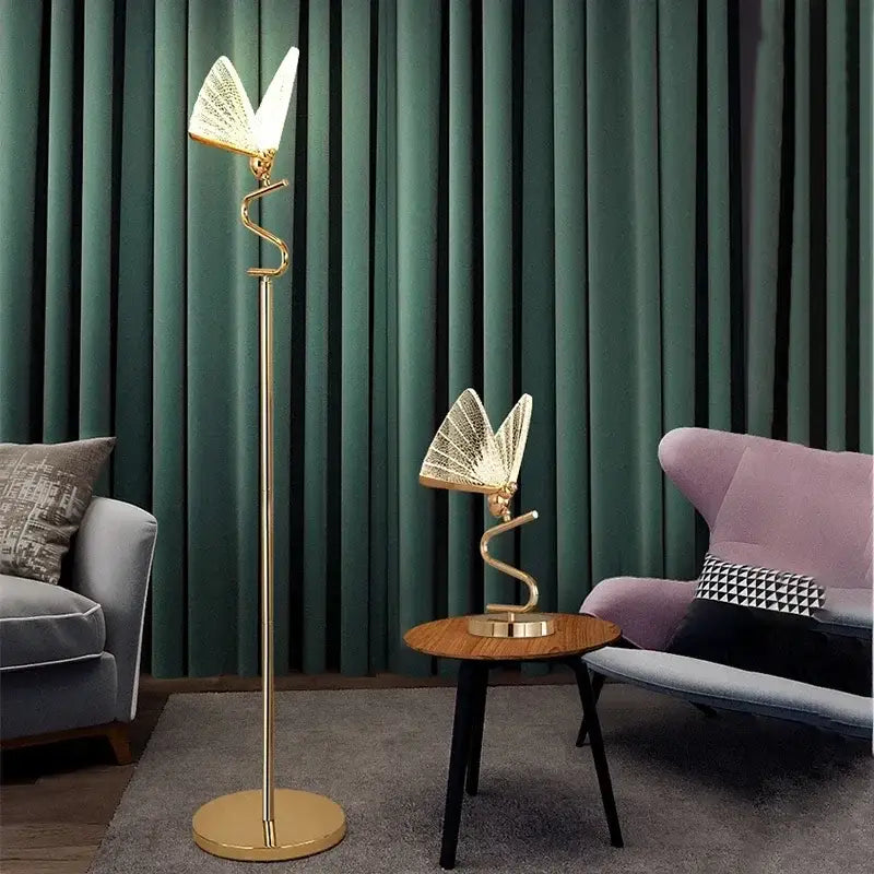 Luxury gold butterfly floor lamp living room led lighting fixture