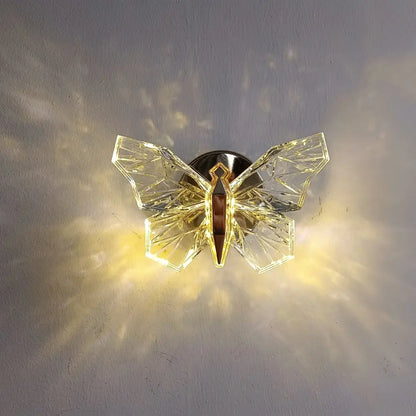 Luxury gold butterfly wall lamp for bedroom lighting