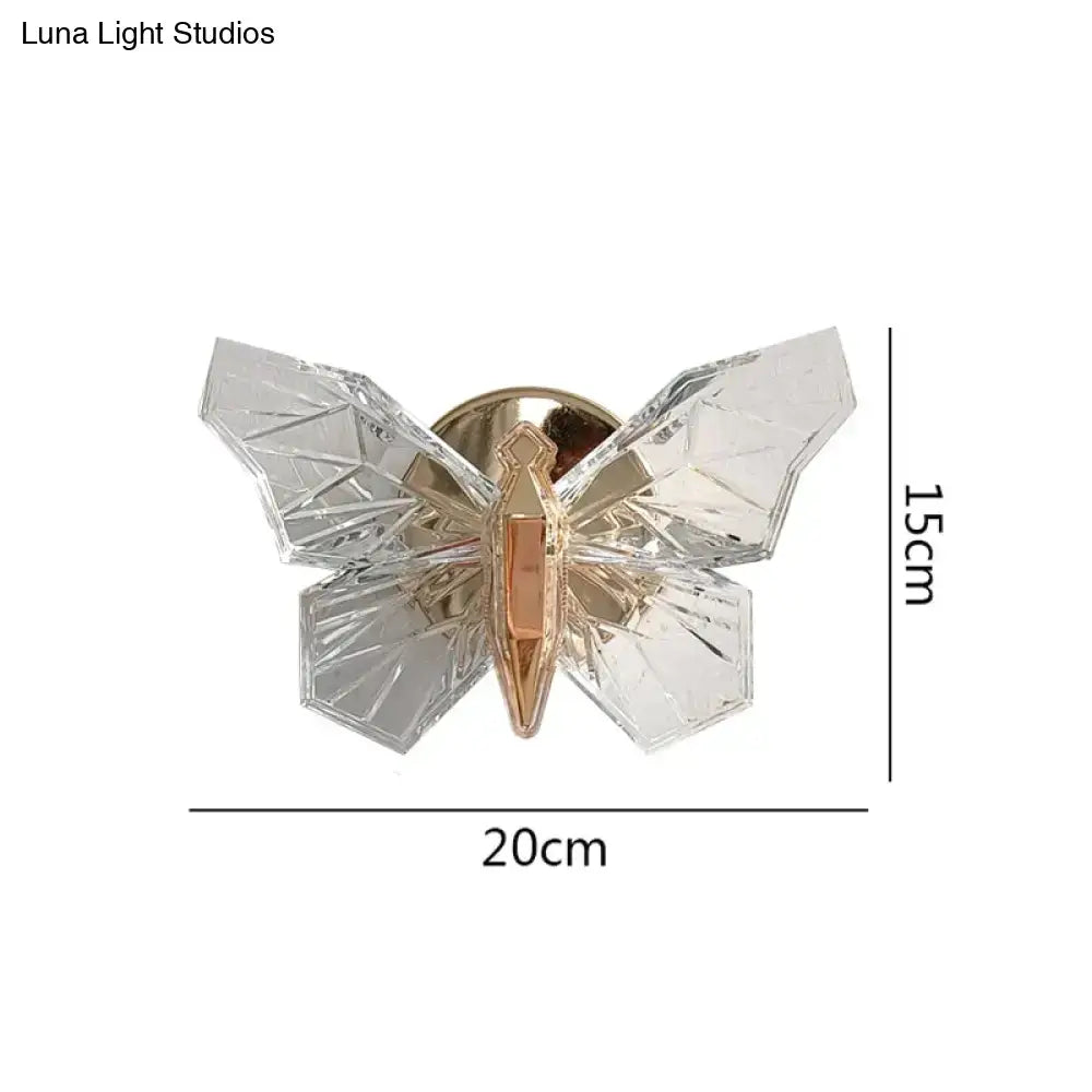 Luxury gold butterfly wall lamp for bedroom lighting