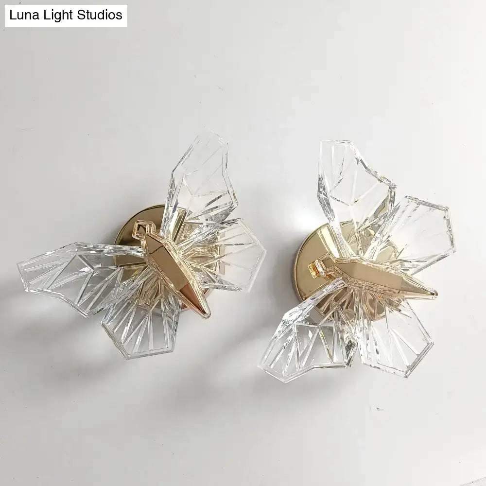 Luxury gold butterfly wall lamp for bedroom lighting