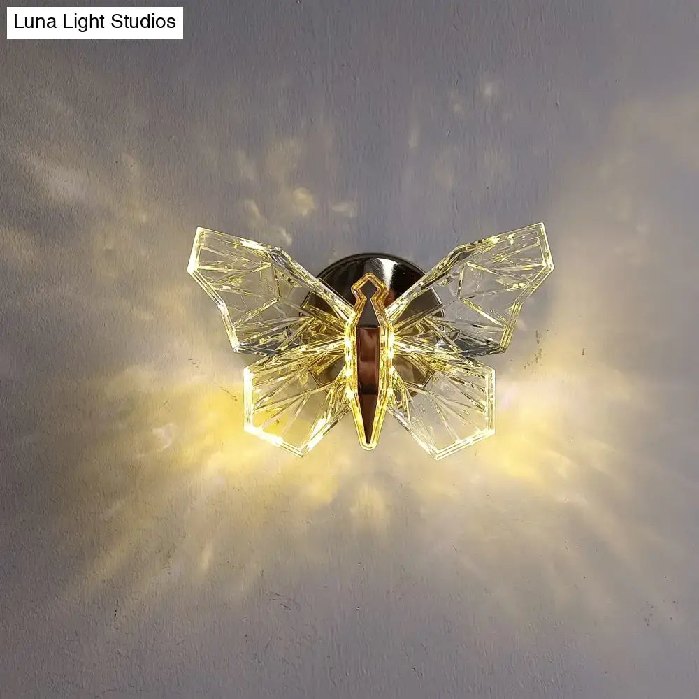 Luxury gold butterfly wall lamp for bedroom lighting