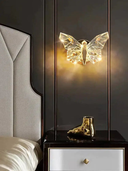 Luxury gold butterfly wall lamp for bedroom lighting