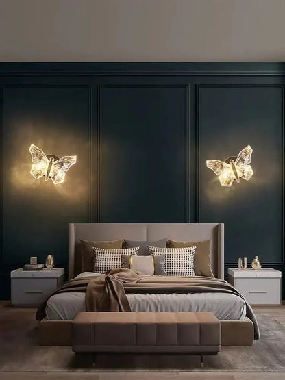 Luxury gold butterfly wall lamp for bedroom lighting