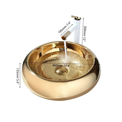 Luxury gold ceramic vessel sink and bath mixer set bathroom