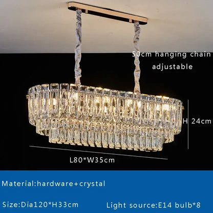 Luxury gold & clear crystal round ceiling lamp dining room chandelier