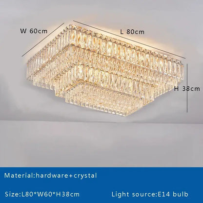 Luxury gold & clear crystal round ceiling lamp dining room chandelier