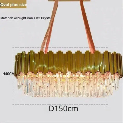 Luxury gold crystal art led ceiling chandelier living room lamp