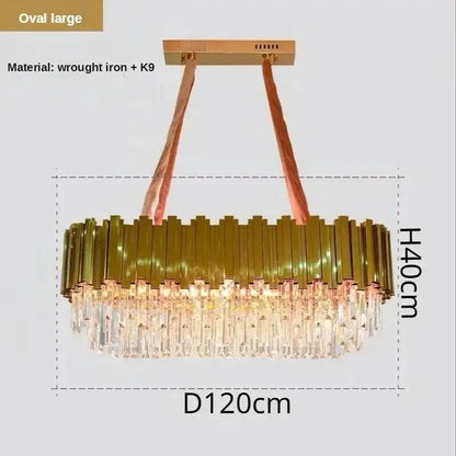 Luxury gold crystal art led ceiling chandelier living room lamp