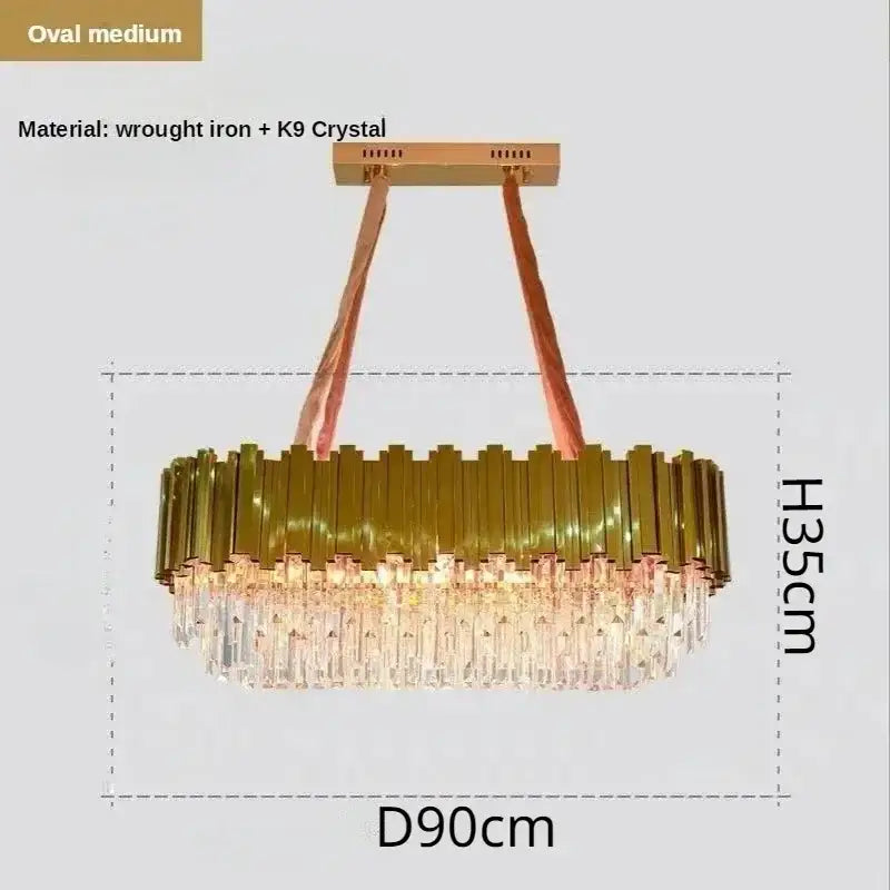 Luxury gold crystal art led ceiling chandelier living room lamp