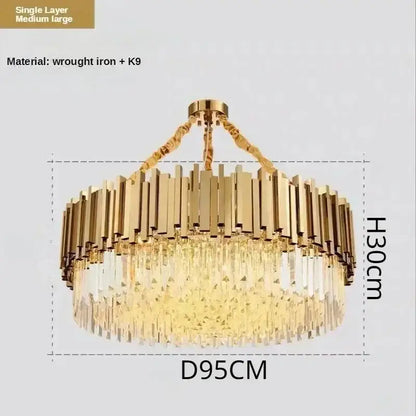 Luxury gold crystal art led ceiling chandelier living room lamp