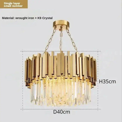 Luxury gold crystal art led ceiling chandelier living room lamp