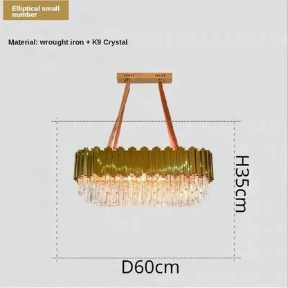 Luxury gold crystal art led ceiling chandelier living room lamp
