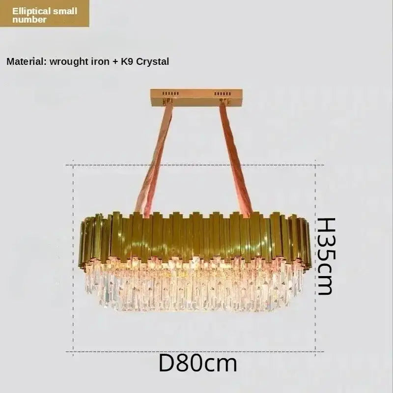 Luxury gold crystal art led ceiling chandelier living room lamp