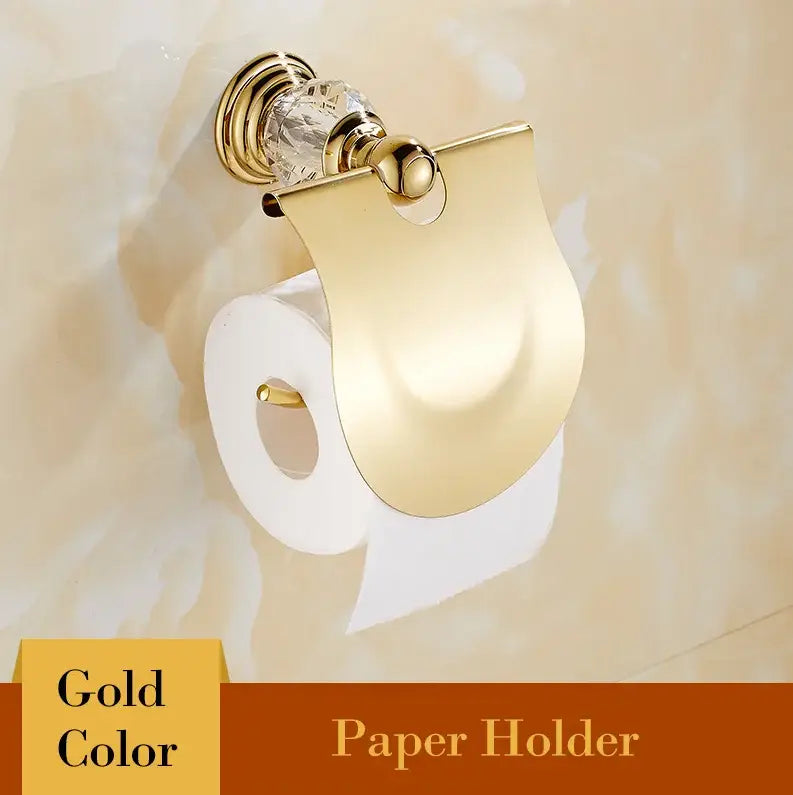 Luxury gold & crystal bathroom set hardware accessories