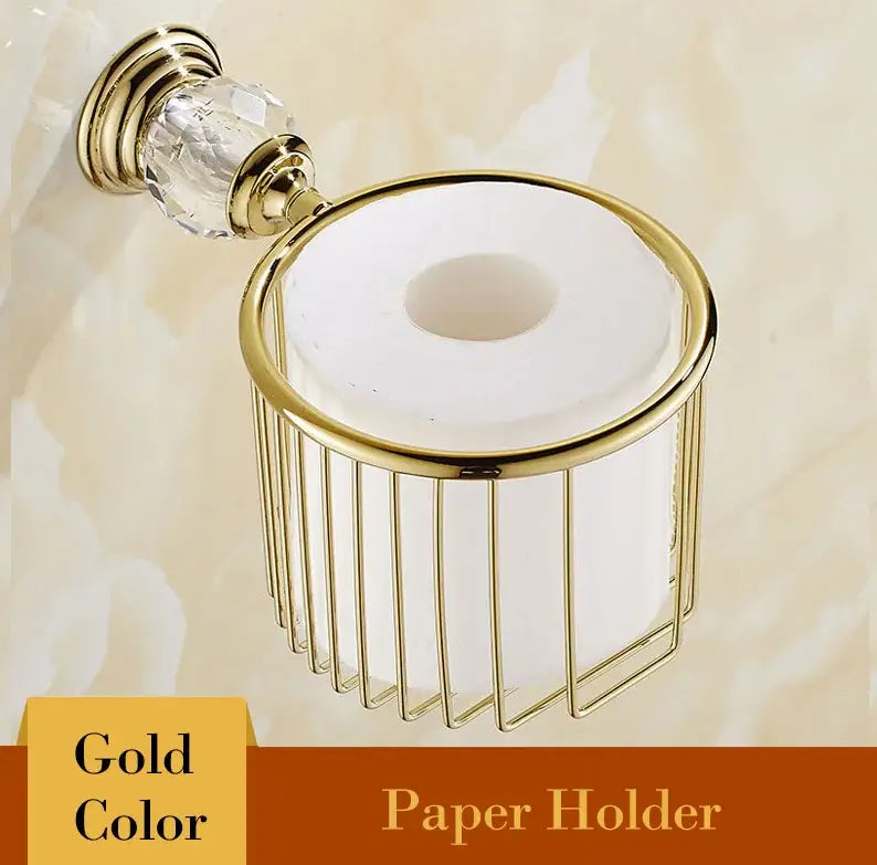 Luxury gold & crystal bathroom set hardware accessories