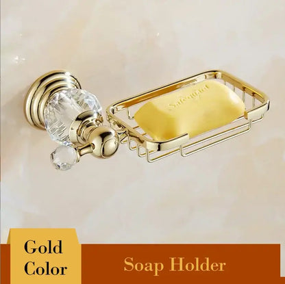 Luxury gold & crystal bathroom set hardware accessories